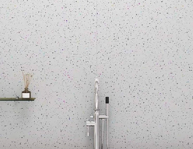 white sparkle wet wall bathroom